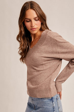 Scallop Edge Vneck Lightweight Sweater