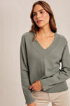 Scallop Edge Vneck Lightweight Sweater