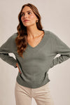 Scallop Edge Vneck Lightweight Sweater