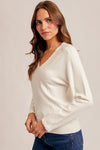 Scallop Edge Vneck Lightweight Sweater
