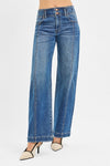 Risen Double Button Wide Baggy Leg Jean