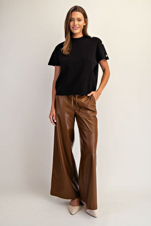 Maley Mock Neck Gold Button Detail