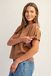 Maley Mock Neck Gold Button Detail