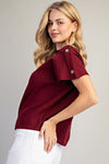 Maley Mock Neck Gold Button Detail