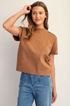 Maley Mock Neck Gold Button Detail