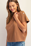 Maley Mock Neck Gold Button Detail