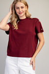 Maley Mock Neck Gold Button Detail
