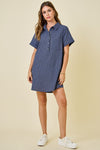 Checkered Seersucker Shirt Dress