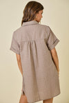 Checkered Seersucker Shirt Dress MOCHA
