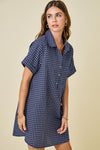 Checkered Seersucker Shirt Dress