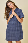 Checkered Seersucker Shirt Dress