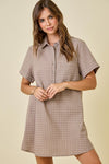 Checkered Seersucker Shirt Dress MOCHA