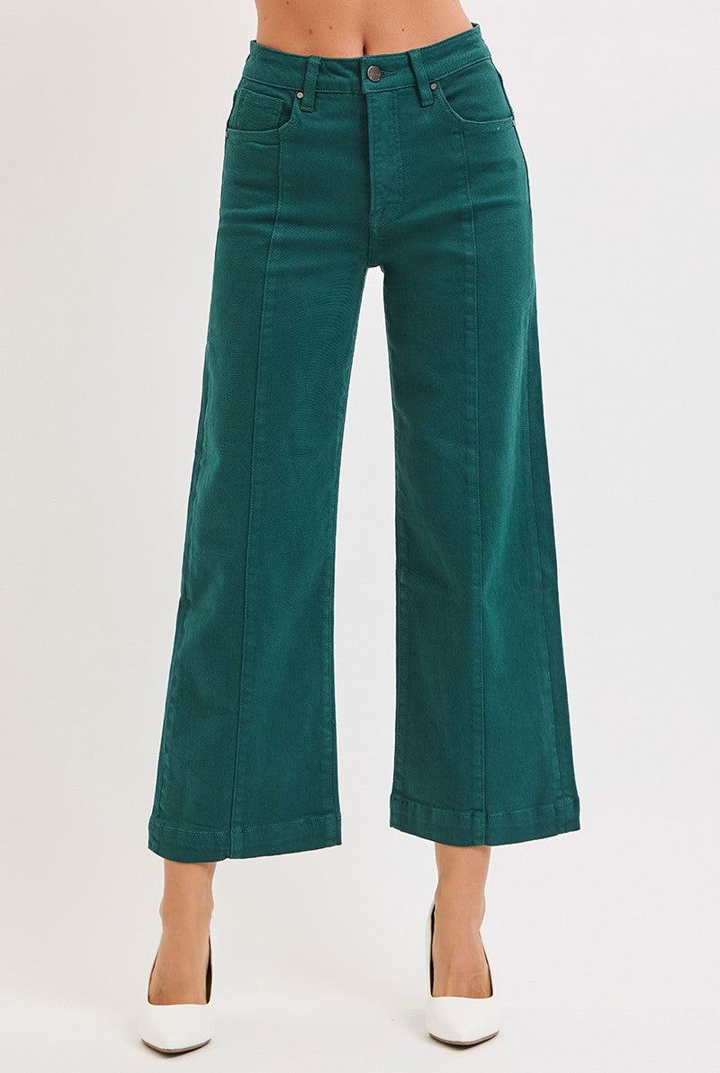 Risen Tummy Control Wide Leg Crop GREEN