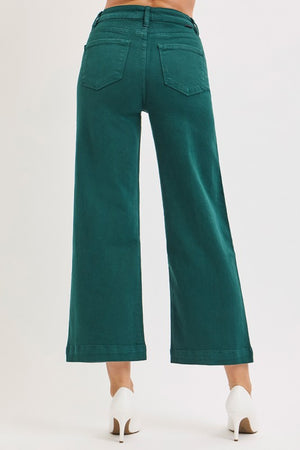 Risen Tummy Control Wide Leg Crop GREEN