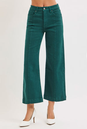 Risen Tummy Control Wide Leg Crop GREEN