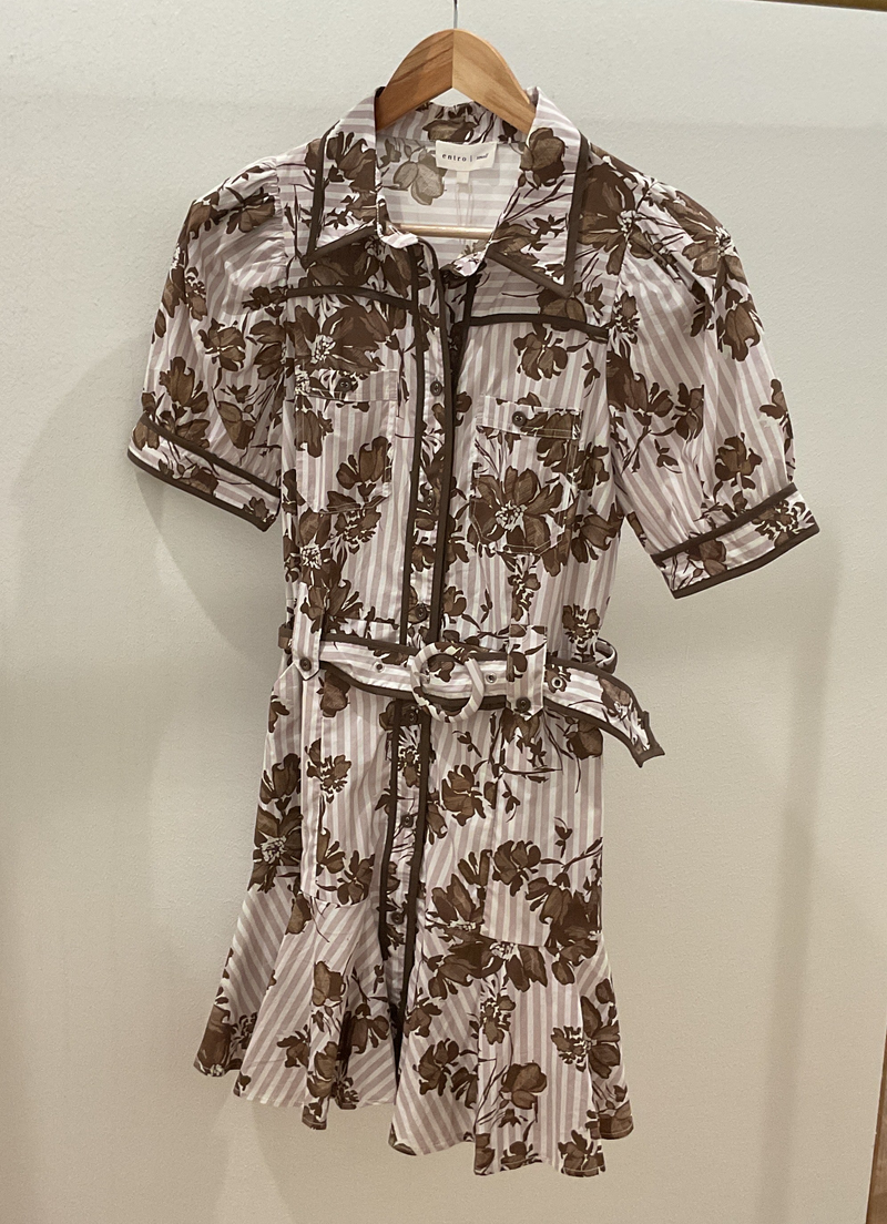 Brown Belted Mini Dress