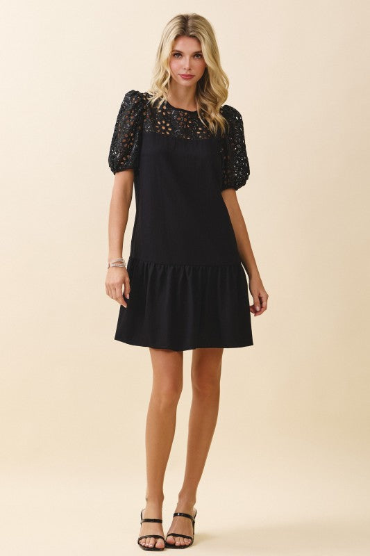 Sparkle Eyelet Little Black Dress