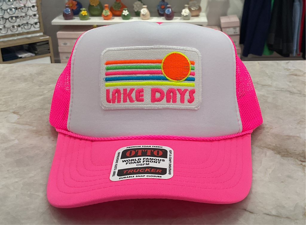 Trucker Hat- Lake Days Neon Pink