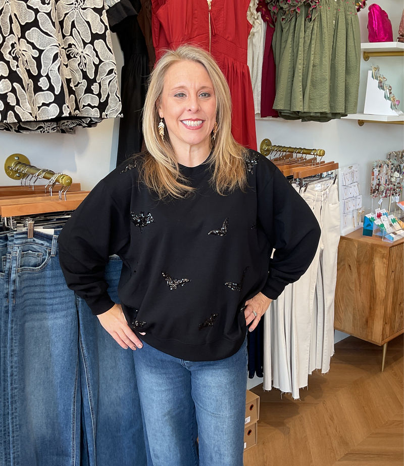 Sequin Bats Scuba Sweatshirt