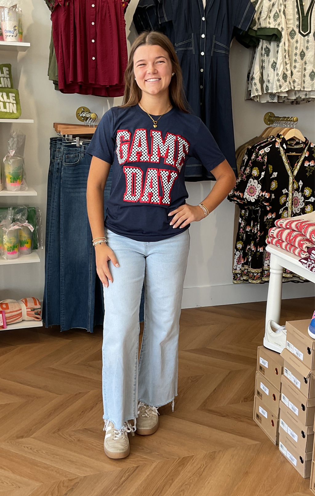 GAME DAY Check Navy/Red