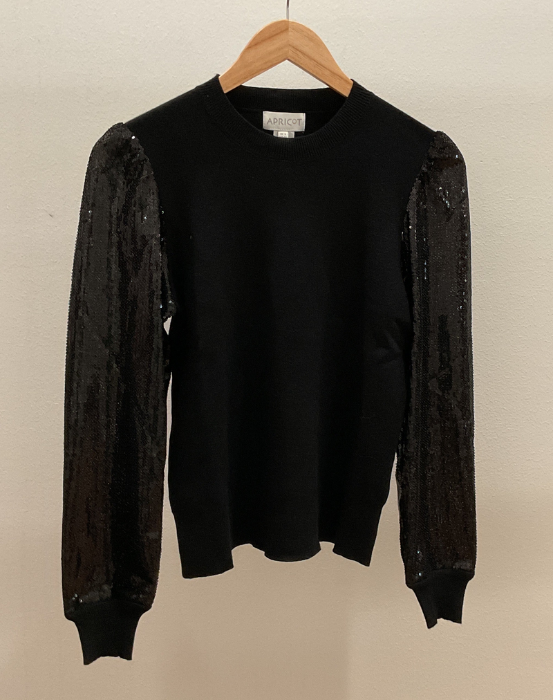 Black Sequin Arm Sweater
