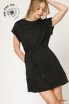 Luxe knit Black Front Tie Dress