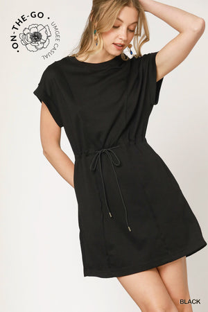 Luxe knit Black Front Tie Dress
