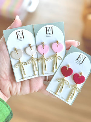 Heart Gold Bow Dangles