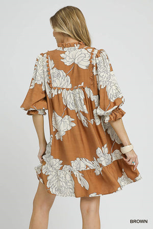 Anna Floral 3/4 Sleeve Dress