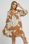 Anna Floral 3/4 Sleeve Dress