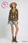 Umgee Floral Blouse w/ Trim Detail