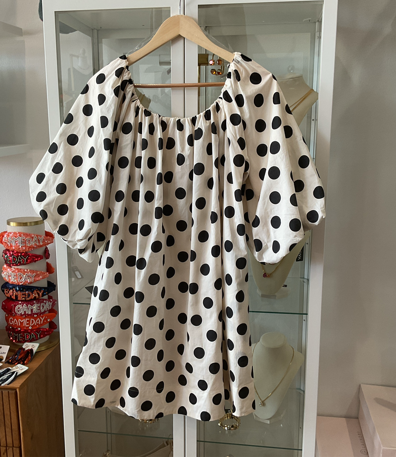 Polka Dot Bubble Sleeve Dress