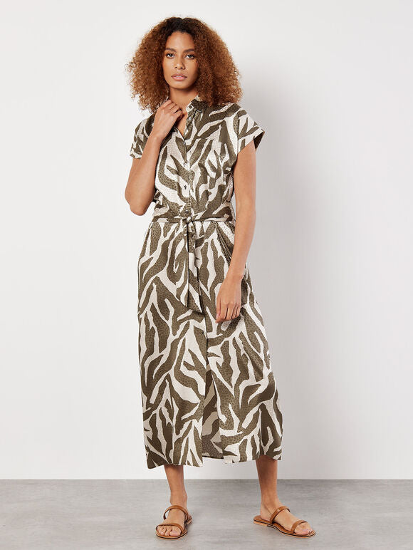 Olive Zebra Print Midi