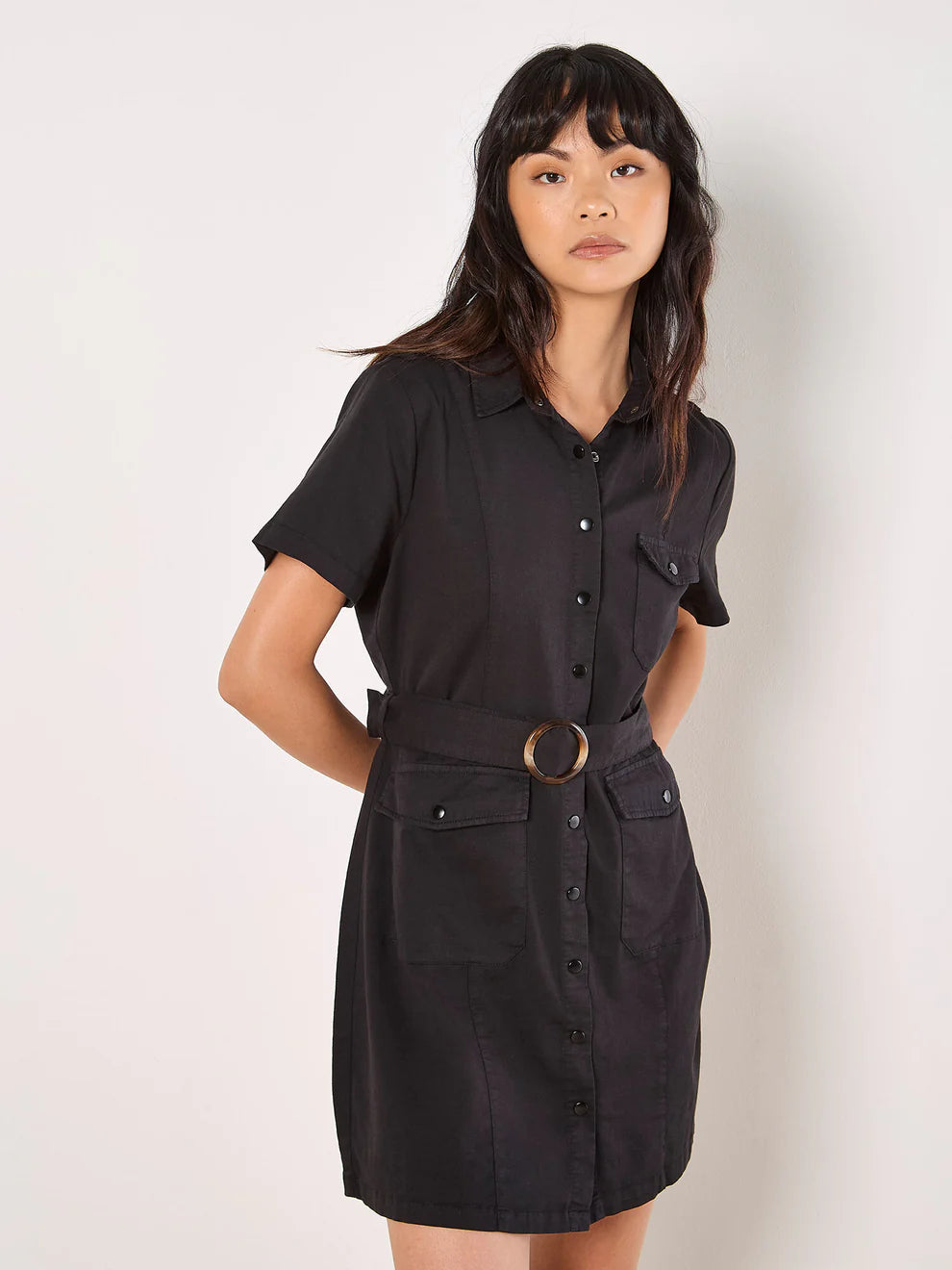 Apricot Black Cargo Mini Dress