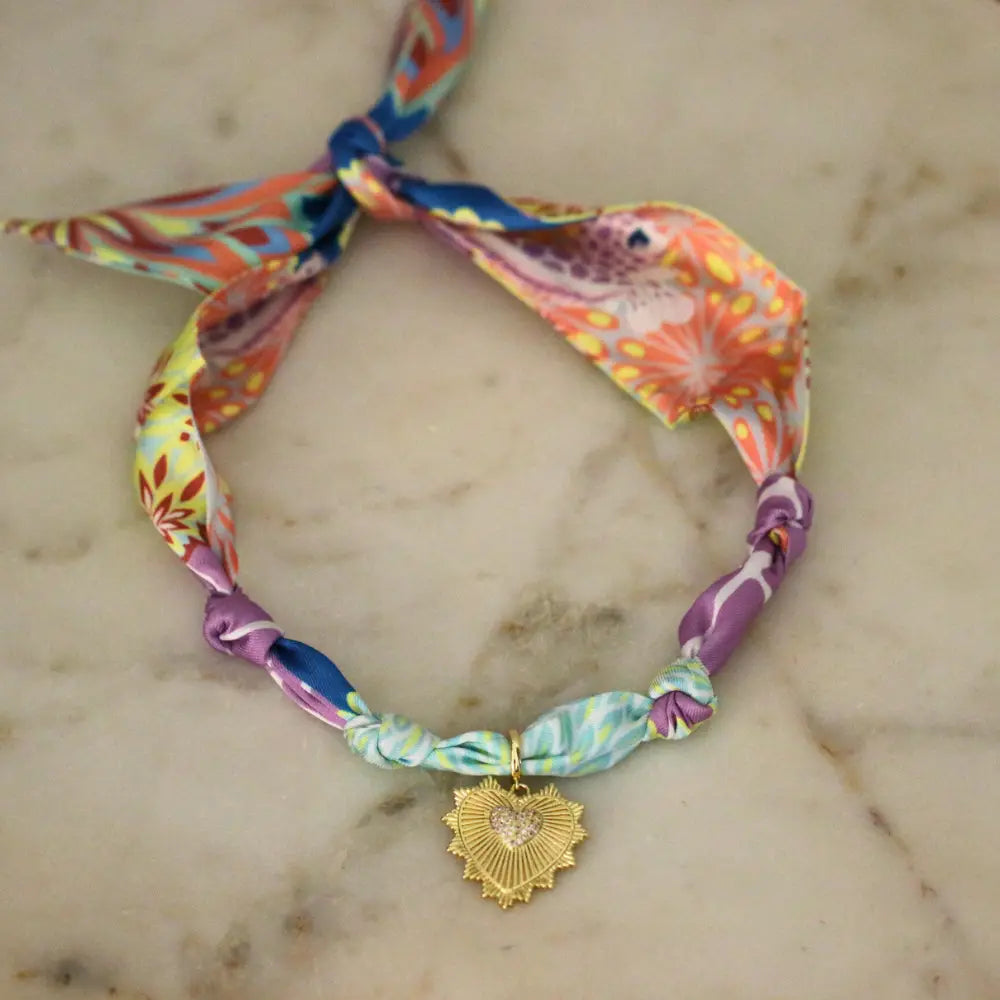 Sunset Garden Gold Heart Scarf Necklace