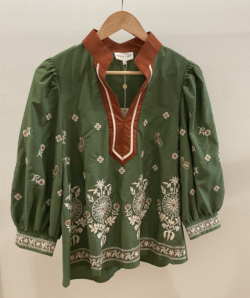 Embroidered Blouse with Color block Detail