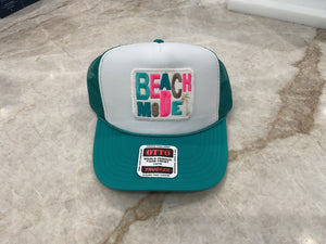 Trucker Hat - Marine Blue Beach Mode with pink letters
