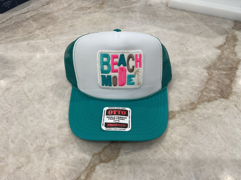Trucker Hat - Marine Blue Beach Mode with pink letters