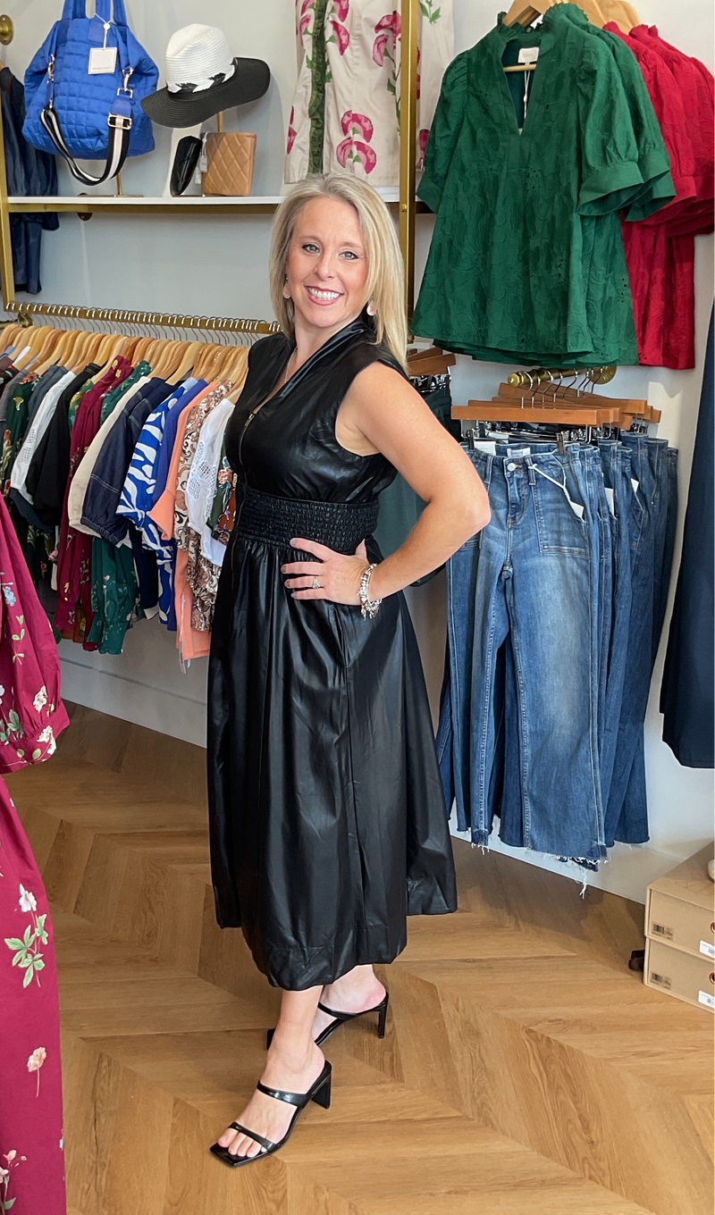 Faux Leather Midi
