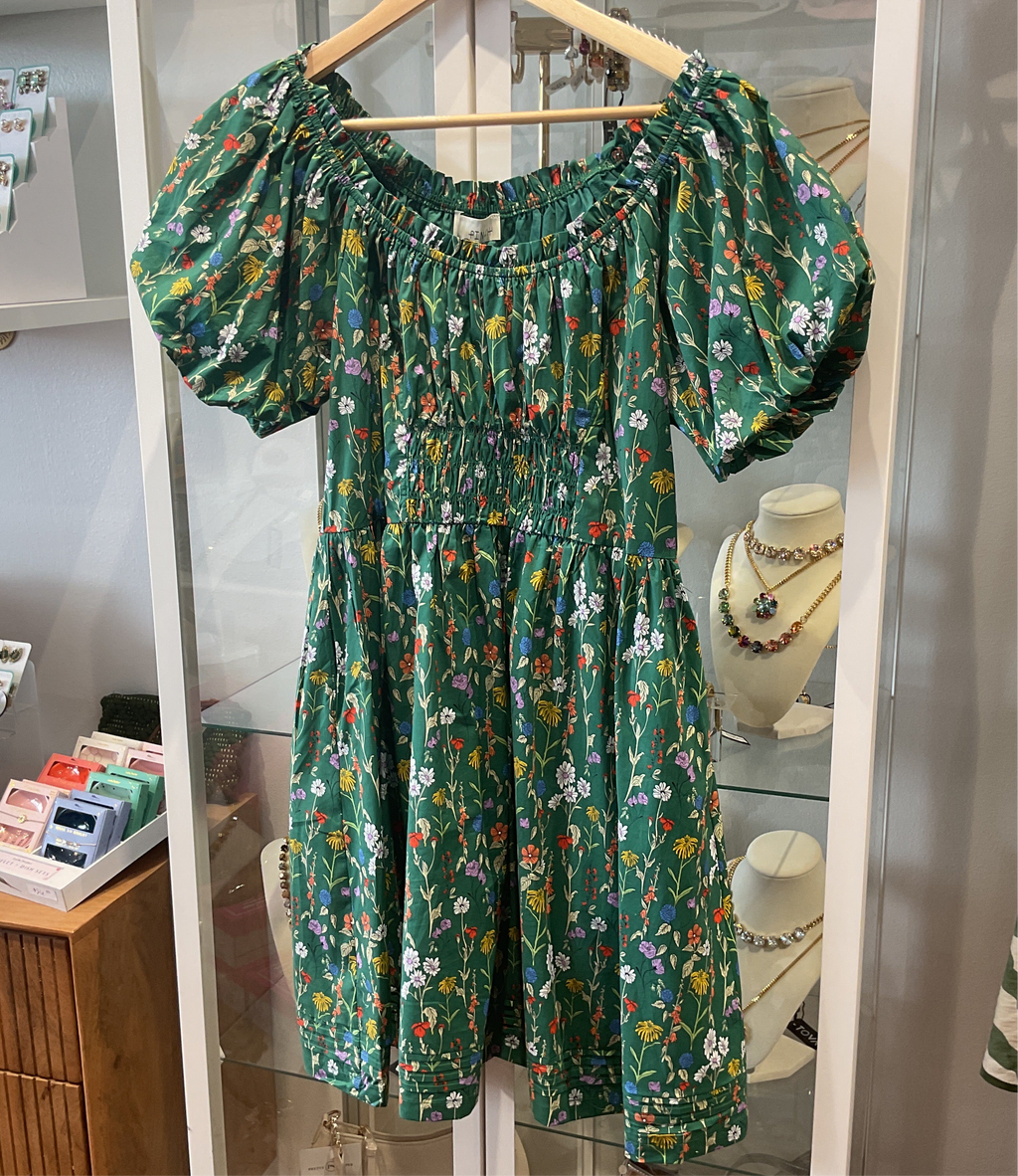 Green Floral mini dress