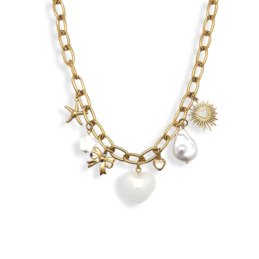 Savvy Bling Gemstone Heart Charm Necklace