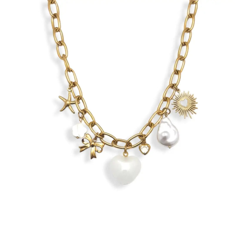 Savvy Bling Gemstone Heart Charm Necklace