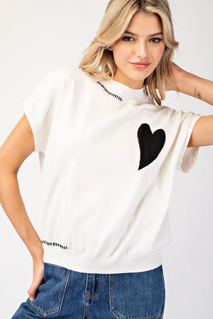Heart Stitch Sweater Top