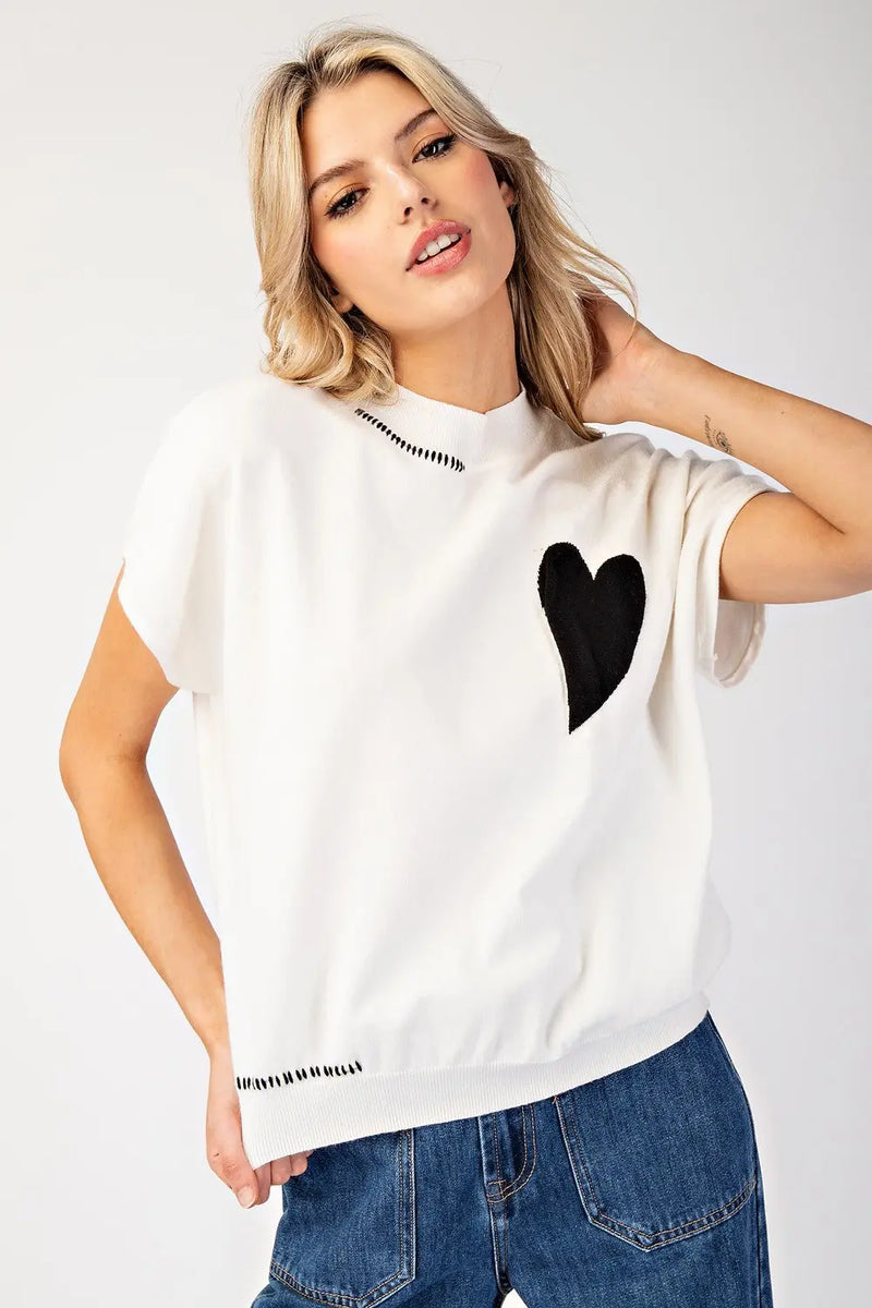 Heart Stitch Sweater Top