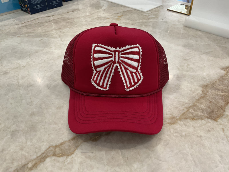 Trucker Hat - All Marroon with bow