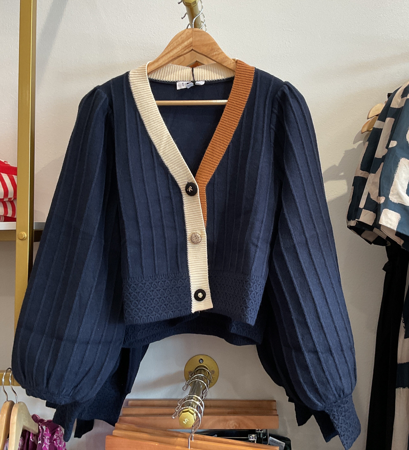 THML Navy Colorblock Cardi