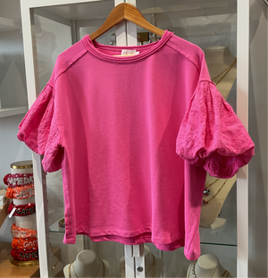 Candy Pink Bubble Sleeve Top