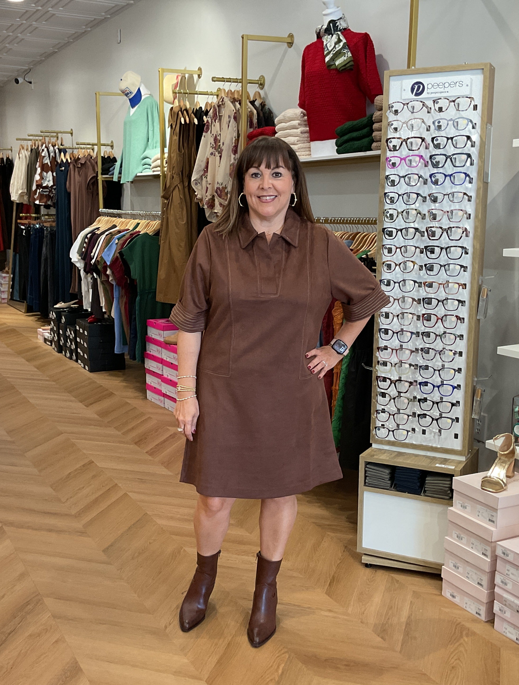 THML Suede Contrast Stitch Dress