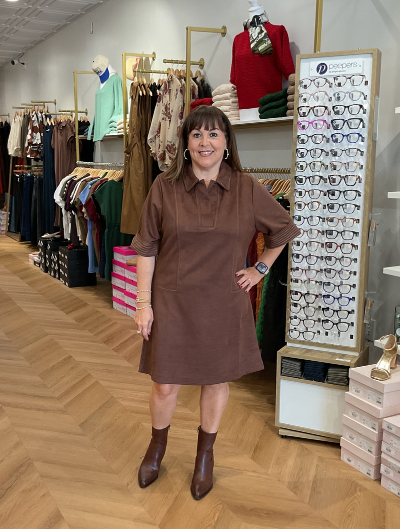 THML Suede Contrast Stitch Dress