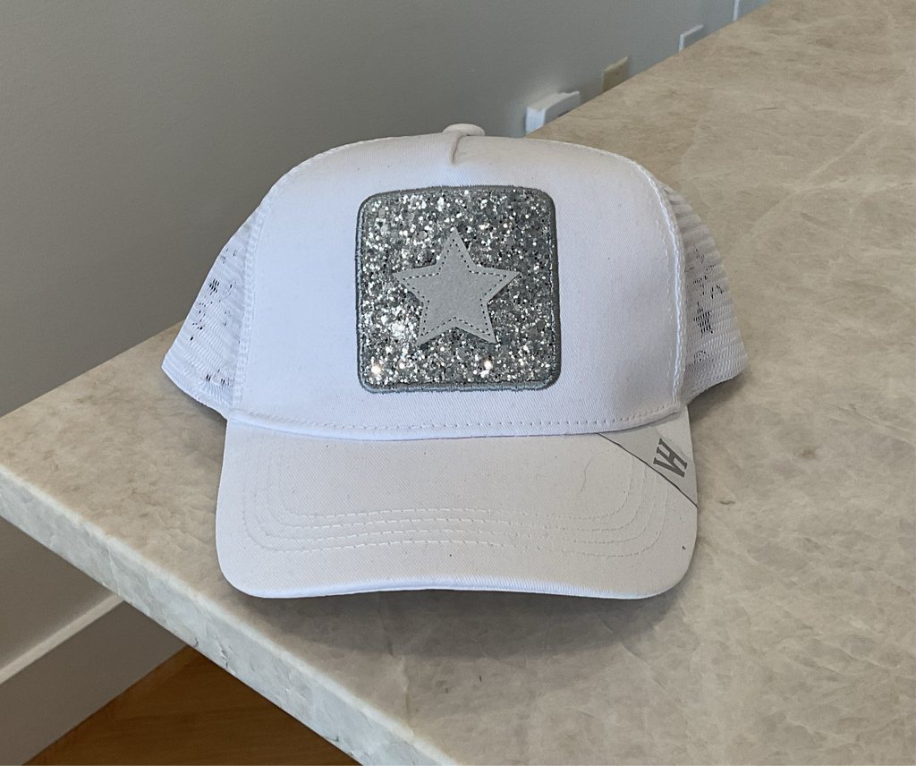 Vintage Havana White/Silver Glitter Trucker